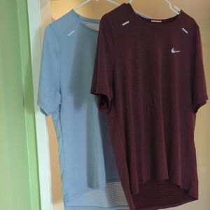 Nike Maroon and Light Blue Running and workout Shirts